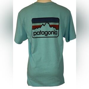 Patagonia Teal / Aqua Logo Tee size M regular fit..